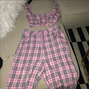 Tiger mist pink plaid set